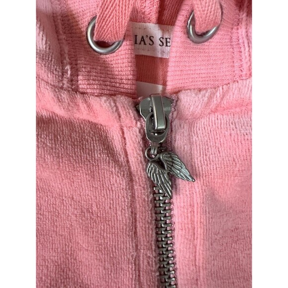 Victoria's Secret PINK Velour Soft Velvet Size Large Full Zip Hoodie Color Pink - Picture 14 of 14